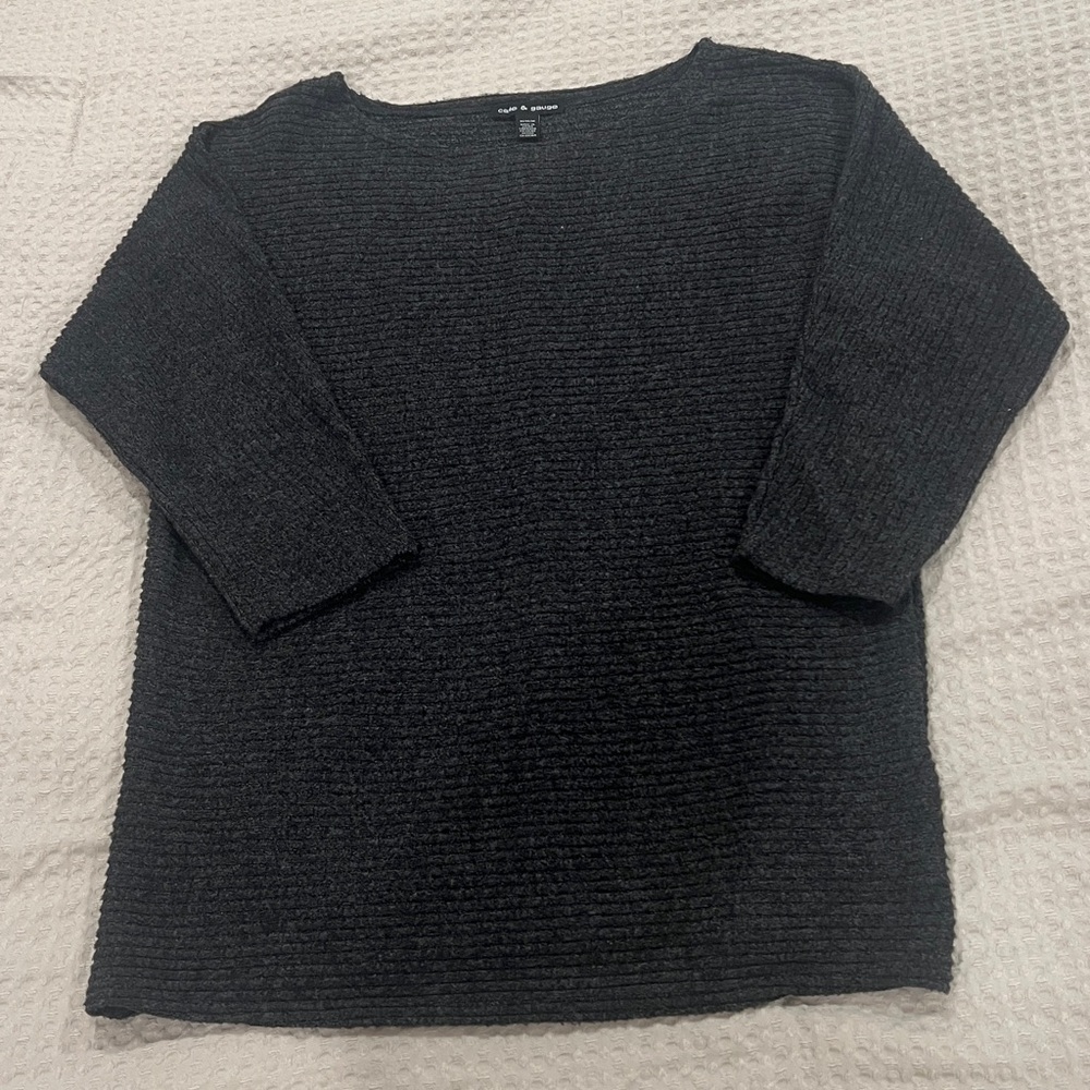 Cable & Gauge Charcoal Knit Sweater 3/4 sleeves